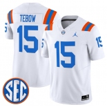 Men's Florida Gators #15 Tim Tebow White ‘1960s Throwback’ F.U.S.E. Vapor Limited Stitched Jersey