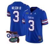 Men's Florida Gators #3 Eugene wilson lll Royal 2024 F.U.S.E. Florida Patch Vapor Limited Stitched Football Jersey