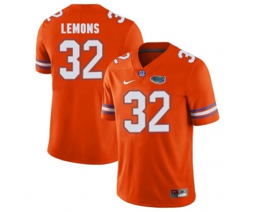 Men's Florida Gators #32 Adarius Lemons Football Orange Player Performance Jersey