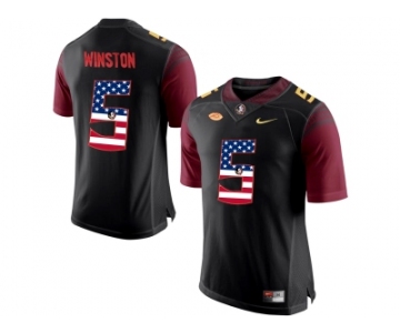 2016 US Flag Fashion-2016 Men's Florida State Seminoles Jameis Winston #5 College Football Limited Jersey - Black