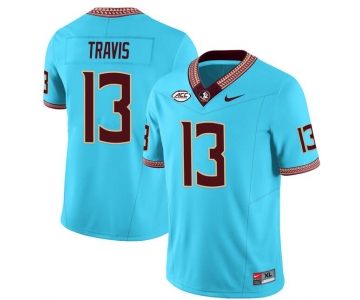Men's Florida State Seminoles #13 Jordan Travis Teal Stitched Jersey
