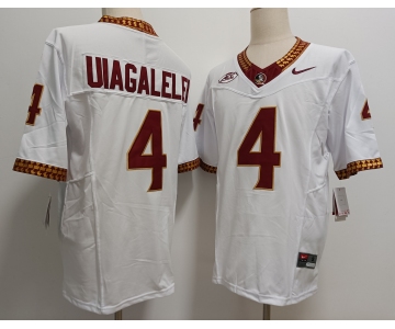 Men's Florida State Seminoles #4 DJ Uiagalelei White FUSE College Stitched Jersey