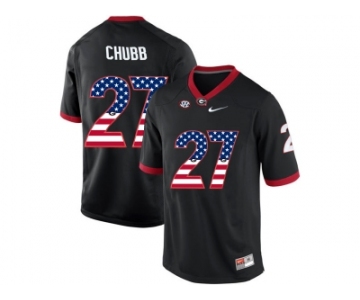 2016 US Flag Fashion-Men's Georgia Bulldogs Nick Chubb #27 College Football Limited Jerseys - Black