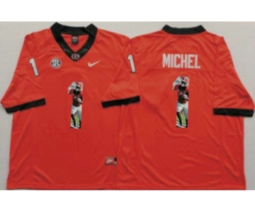 Georgia Bulldogs #1 Sony Michel Red Player Fashion Stitched NCAA Jersey