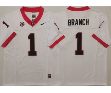 Georgia Bulldogs #1 Zachariah Branch White 2025 F.U.S.E. Stitched Jersey