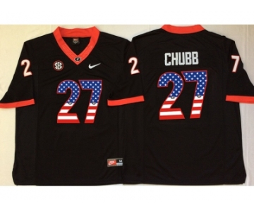 Georgia Bulldogs #27 Nick Chubb Black USA Flag College Jersey