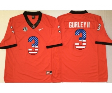 Georgia Bulldogs #3 Todd Gurley II Red USA Flag College Jersey