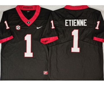 Men's Georgia Bulldogs #1 Trevor Etienne Black Stitched Jersey