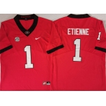 Men's Georgia Bulldogs #1 Trevor Etienne Red Stitched Jersey