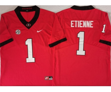 Men's Georgia Bulldogs #1 Trevor Etienne Red Stitched Jersey