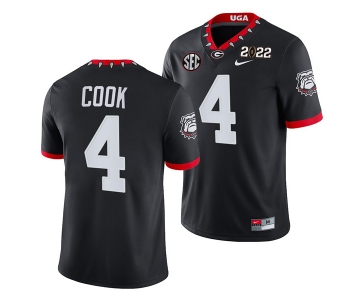 Men’s Georgia Bulldogs #4 James Cook 2022 Patch Black College Football Stitched Jersey