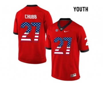 2016 US Flag Fashion-Youth Georgia Bulldogs Nick Chubb #27 College Football Limited Jerseys - Red