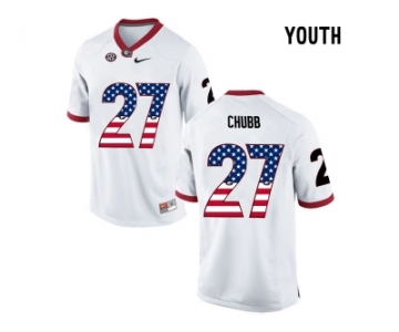 2016 US Flag Fashion-Youth Georgia Bulldogs Nick Chubb #27 College Football Limited Jerseys - White