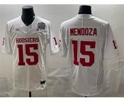 Men's Indiana Hoosiers #15 Fernando Mendoza White F.U.S.E. Peach Bowl Patch Stitched Football Jersey Men's Indiana Hoosiers #15 Fernando Mendoza White F.U.S.E. Peach Bowl Patch Stitched Football Jersey