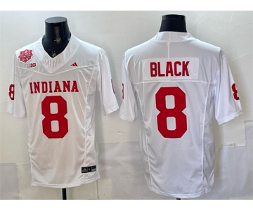 Men's Indiana Hoosiers #8 Kaelon Black White F.U.S.E. 2025 National Champions Patch Stitched Football Jersey