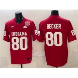 Men's Indiana Hoosiers #80 Charlie Becker Red F.U.S.E. 2025 National Champions Patch Stitched Football Jersey Men's Indiana Hoosiers #80 Charlie Becker Red F.U.S.E. 2025 National Champions Patch Stitched Football Jersey