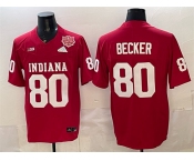 Men's Indiana Hoosiers #80 Charlie Becker Red F.U.S.E. 2025 National Champions Patch Stitched Football Jersey Men's Indiana Hoosiers #80 Charlie Becker Red F.U.S.E. 2025 National Champions Patch Stitched Football Jersey