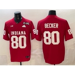 Men's Indiana Hoosiers #80 Charlie Becker Red F.U.S.E. 2026 Patch Stitched Football Jersey Men's Indiana Hoosiers #80 Charlie Becker Red F.U.S.E. 2026 Patch Stitched Football Jersey