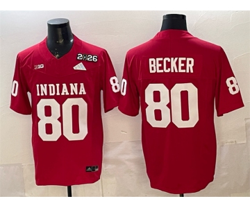 Men's Indiana Hoosiers #80 Charlie Becker Red F.U.S.E. 2026 Patch Stitched Football Jersey