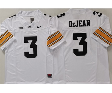 Men's Iowa Hawkeyes #3 Cooper DeJean White F.U.S.E. Stitched Jersey