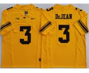 Men's Iowa Hawkeyes #3 Cooper DeJean Yellow F.U.S.E. Stitched Jersey Men's Iowa Hawkeyes #3 Cooper DeJean Yellow F.U.S.E. Stitched Jersey
