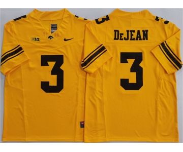 Men's Iowa Hawkeyes #3 Cooper DeJean Yellow F.U.S.E. Stitched Jersey