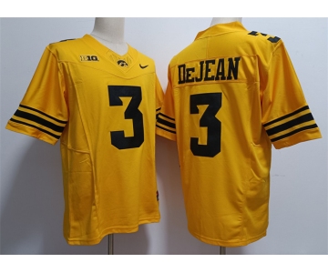 Men's Iowa Hawkeyes #3 Cooper DeJean Yellow Stitched Jersey