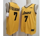 Men's Iowa Hawkeyes #7 Alvaro Folgueiras Yellow Stitched Jersey Men's Iowa Hawkeyes #7 Alvaro Folgueiras Yellow Stitched Jersey