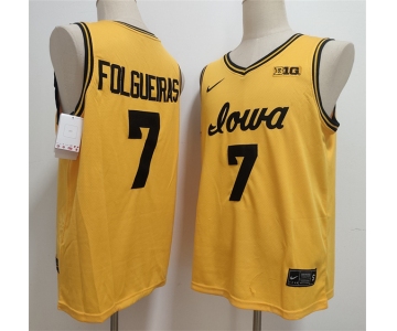 Men's Iowa Hawkeyes #7 Alvaro Folgueiras Yellow Stitched Jersey
