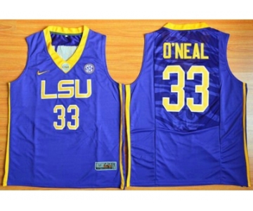 LSU Tigers #33 Shaquille O'Neal Purple Basketball Stitched NCAA Jersey