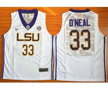 LSU Tigers #33 Shaquille O'Neal White Basketball Stitched NCAA Jersey