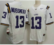 Men's LSU Tigers #13 Garrett Nussmeier White FUSE College Stitched Jersey