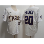 Men's LSU Tigers #20 Paul Skenes White Stitched Baseball Jersey