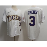 Men's LSU Tigers #3 ylan Crews White Stitched Baseball Jersey