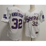 Men's LSU Tigers #32 Kade Anderson White 2025 Stitched Baseball Jersey