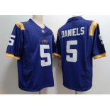 Men's LSU Tigers #5 Jayden Daniels Blue Stitched Jersey
