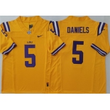 Men's LSU Tigers #5 Jayden Daniels Yellow F.U.S.E. Stitched Jersey