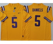 Men's LSU Tigers #5 Jayden Daniels Yellow F.U.S.E. Stitched Jersey