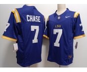 Men's LSU Tigers #7 JaMarr Chase Purple FUSE College Stitched Jersey