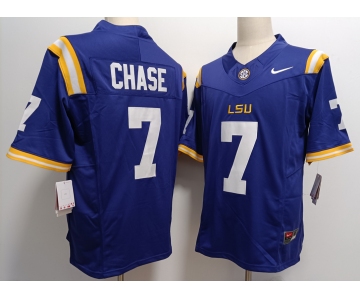 Men's LSU Tigers #7 JaMarr Chase Purple FUSE College Stitched Jersey