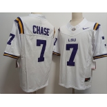 Men's LSU Tigers #7 JaMarr Chase White FUSE College Stitched Jersey