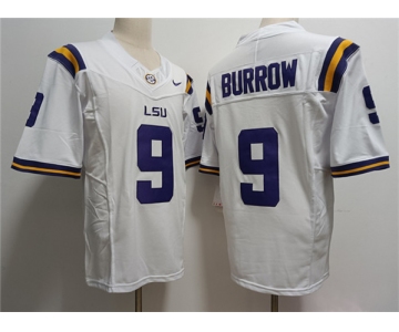 Men's LSU Tigers #9 Joe Burreaux White 2023 Stitched Football Jersey