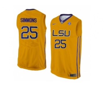 Men's LSU Tigers Ben Simmons #25 College Basketball Elite Jersey - Gold