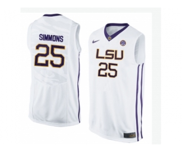 Men's LSU Tigers Ben Simmons #25 College Basketball Elite Jersey - White