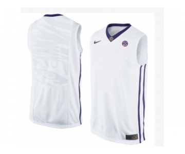Men's LSU Tigers Blank College Basketball Elite Jersey - White