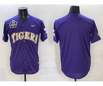 Men's LSU Tigers Blank Purple 2025 World Series & SEC Patch Stitched Baseball Jersey