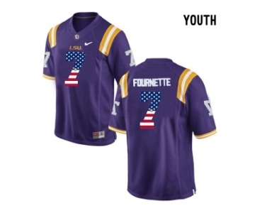 2016 US Flag Fashion 2016 Youth LSU Tigers Leonard Fournette #7 College Football Limited Jersey - Purple