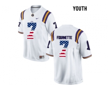 2016 US Flag Fashion 2016 Youth LSU Tigers Leonard Fournette #7 College Football Limited Jersey - White