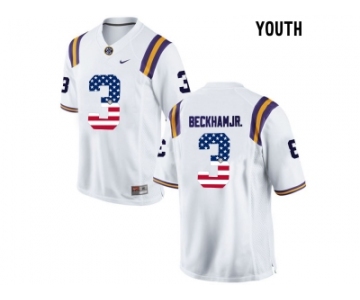 2016 US Flag Fashion 2016 Youth LSU Tigers Odell Beckham Jr. #3 College Football Limited Jersey - White