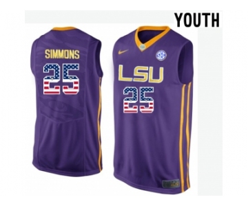 2016 US Flag Fashion Youth LSU Tigers Ben Simmons #25 College Basketball Elite Jersey - Purple